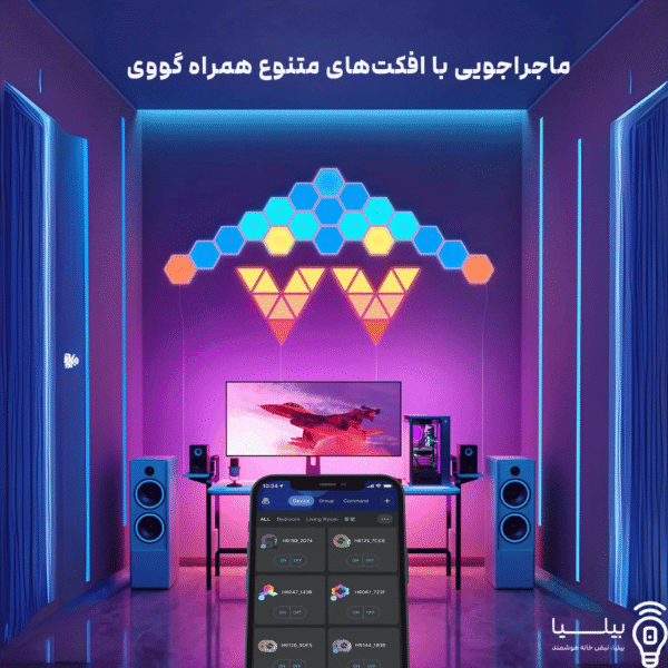 نمایش مدل های مختلف قرار گیری پنل نوری هوشمند Govee Glide Hexa