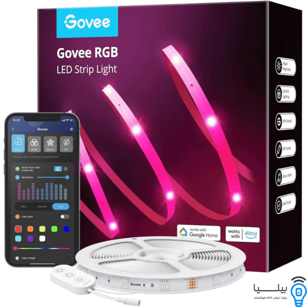 بسته‌بندی نوار LED هوشمند Govee RGB با اپلیکیشن، کنترل از راه دور و سازگاری با Alexa و Google Home – بیلیا