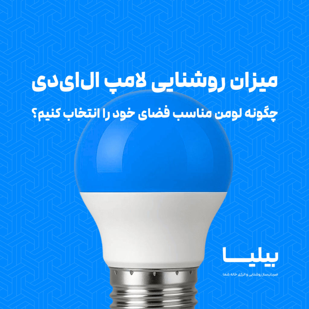 در این تصویر، لامپ LED آبی با طراحی مدرن و جذاب به نمایش گذاشته شده است. این تصویر به‌طور خاص به اهمیت انتخاب لومن مناسب برای لامپ‌های ال ای دی در روشنایی محیط اشاره دارد و به کاربران کمک می‌کند تا بهترین انتخاب را برای فضای خود انجام دهند.