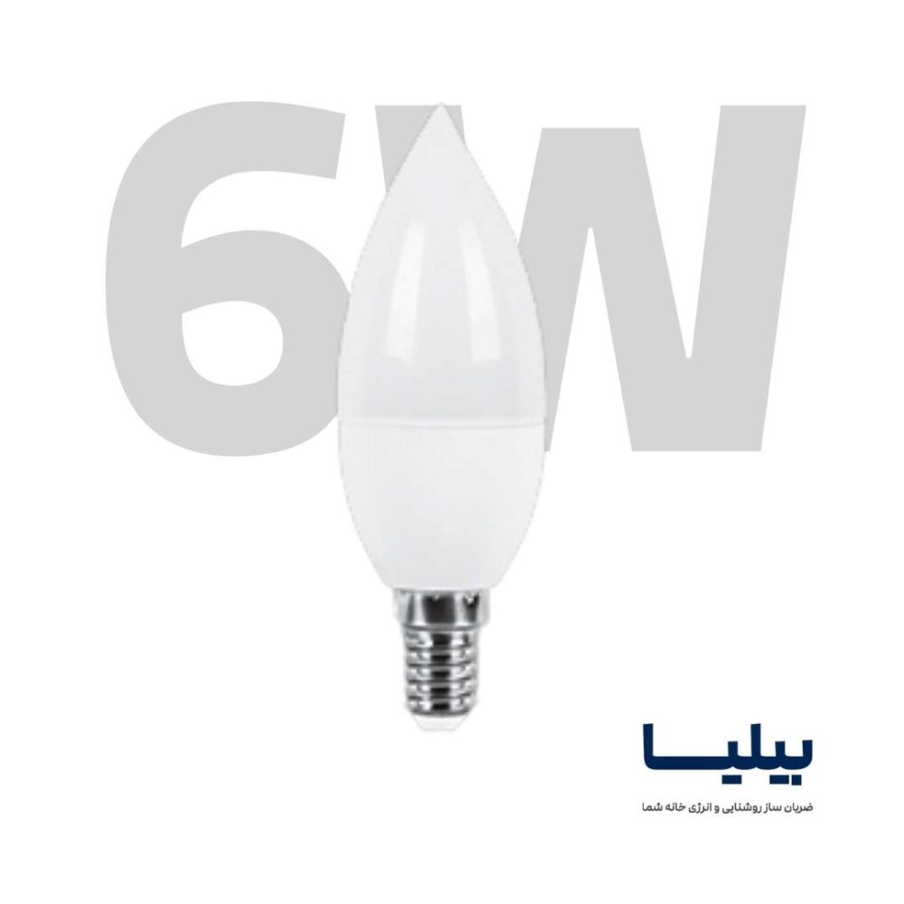 لامپ ال ای دی شمعی مات 6 وات برند پارس شعاع توس