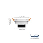 ابعاد پنل سقفی توکار دایره ای 9 وات آرامیس پارس شعاع توس