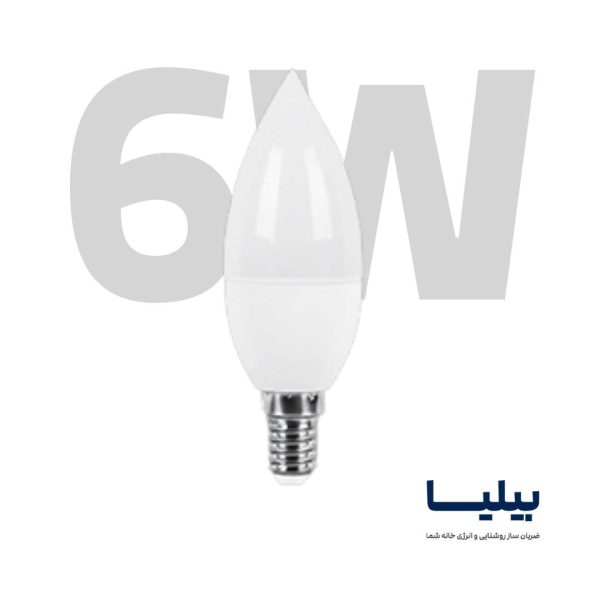 لامپ ال ای دی شمعی مات 6 وات برند پارس شعاع توس